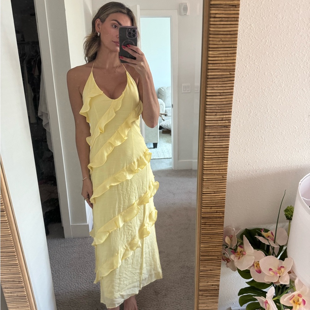 Yellow Ruffled Halter Dress